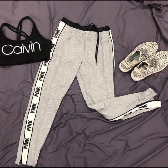 Pink Brand Grey Joggers 